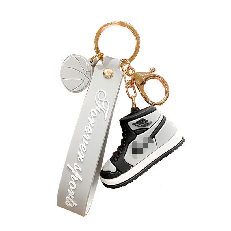 Promotional Gift fashion 3D Mini Sneakers key chain Wholesale Soft Rubber PVC Basketball 3d sneaker keychains