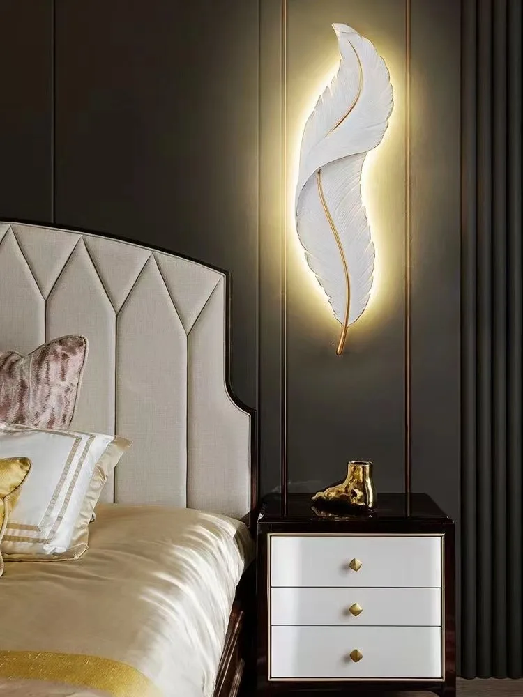 Modern And Minimalist Living Room Wall Bedroom Bedside  Decoration Light  Luxury Creative Entrance Wall Feather Wall Lamp