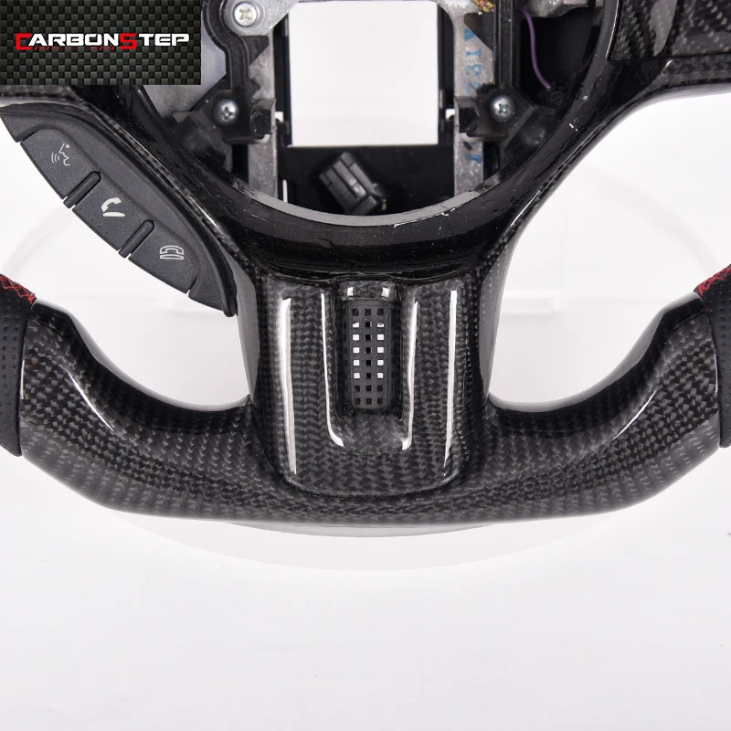 Wholesale Custom  glossy Carbon Fiber real leather LED racing display Car Steering Wheel for Mitsubishi EVO