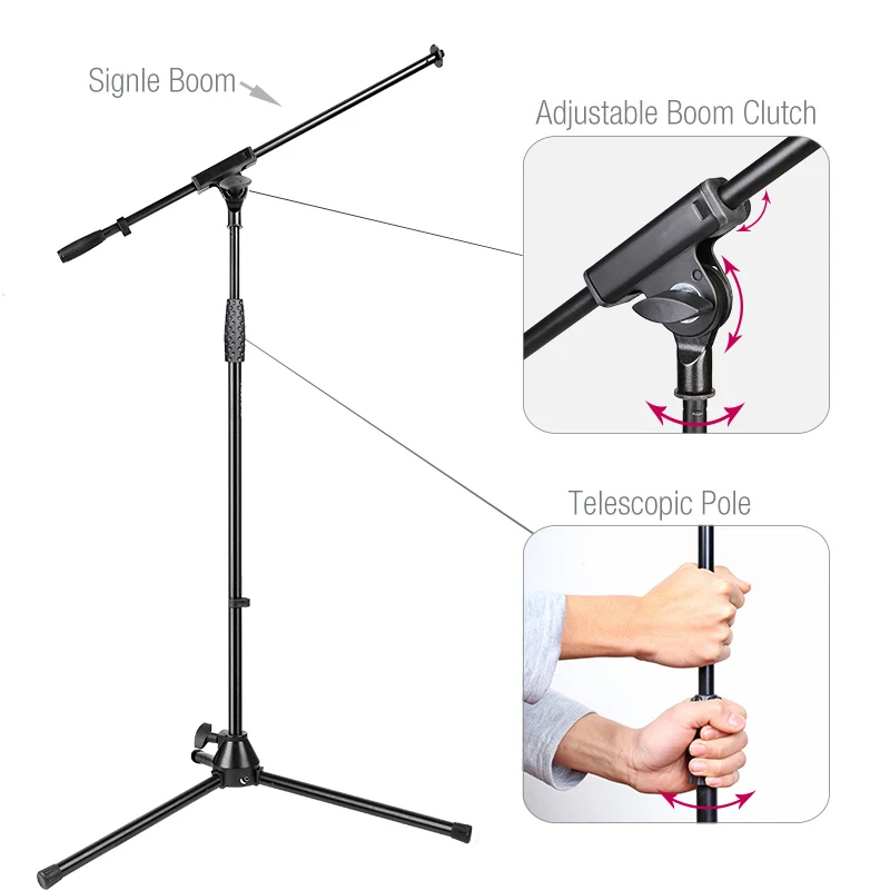 Adjustable Telescopic Boom Professional Tripod Microphone Stand by DDP RTS for Mic