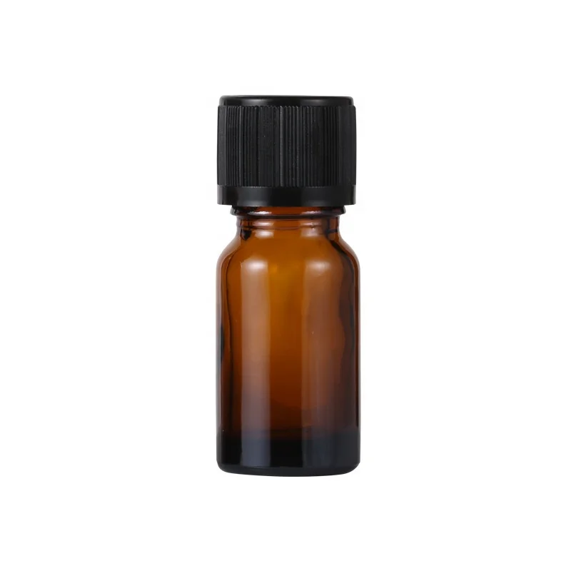 Wholesale amber cosmetic packaging 10ml 15ml round glass essential oil bottle boston glass reagent bottle with caps