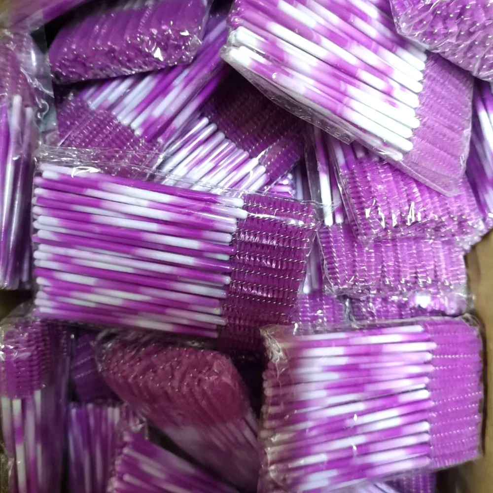 Disposable Spoolie Makeup Glitter Diamond ODM OEM Custom Lash Brushes Mascara Plastic Handle Micro Lash Brushes White  Black