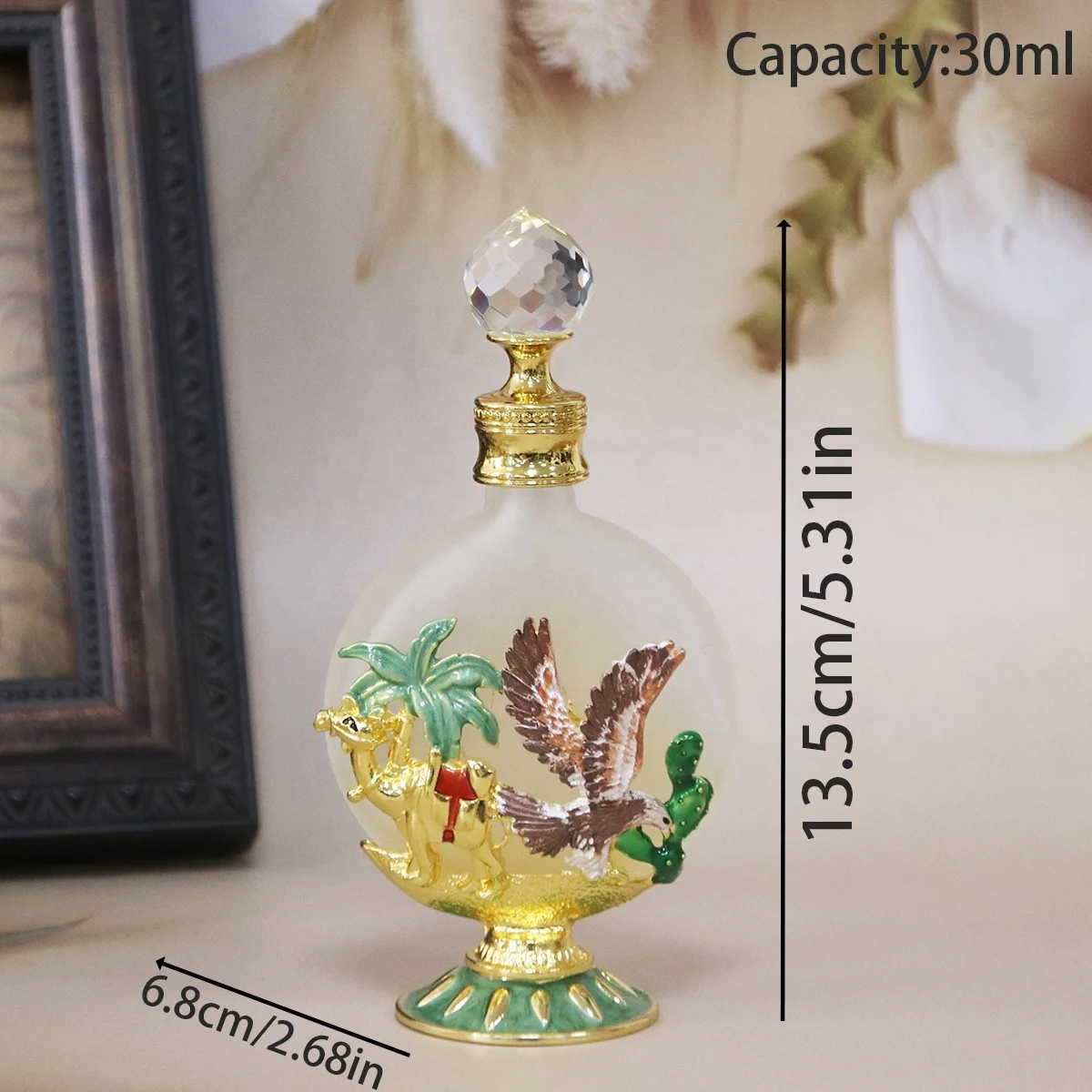 30ml Arab Dubai Patented Falcon Eagle Camel Metal Perfume Bottle Essential Oil Refillable Frosted Attar Bottles Wholesales#30225
