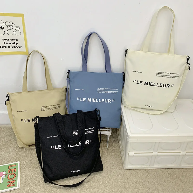Custom Large Capacity Thickened Shoulder Canvas Tote Bag With Zipper