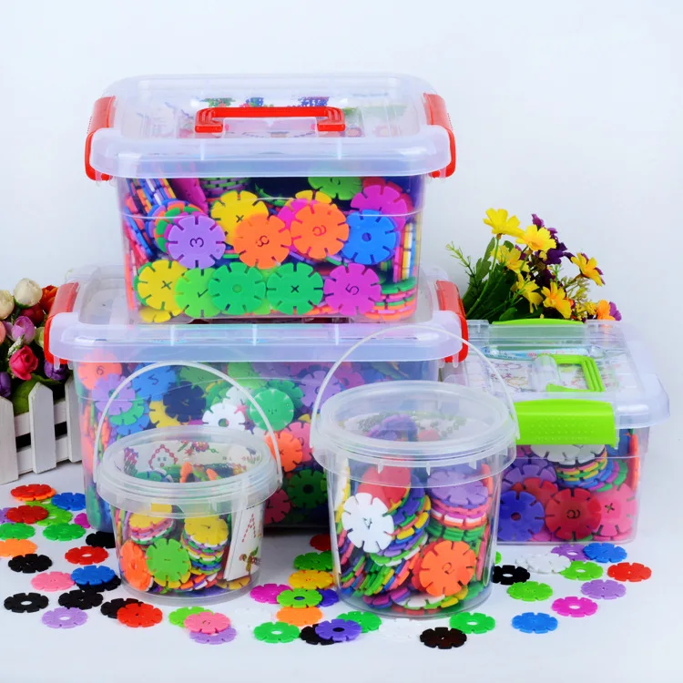 Plastic Snow Flakes Building Blocks For Kids Intelligence Diy Snowflake Building Block Toys Set Colorful Snowflake Brick Toy