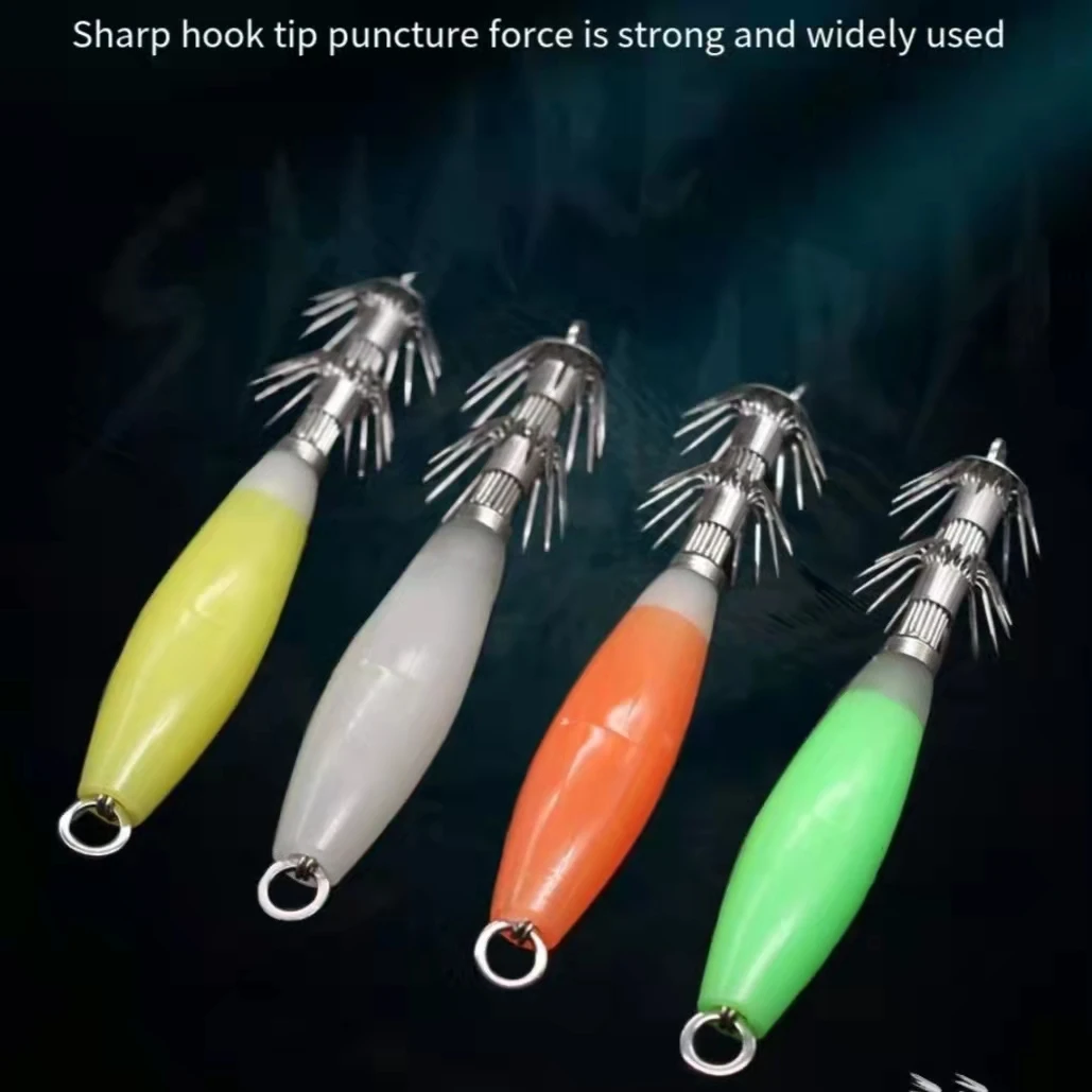 KY 120mm*14g Luminous squid jigger for commercial fishing  Sea fishing special hook eight claw hook wood shrimp hook fishing