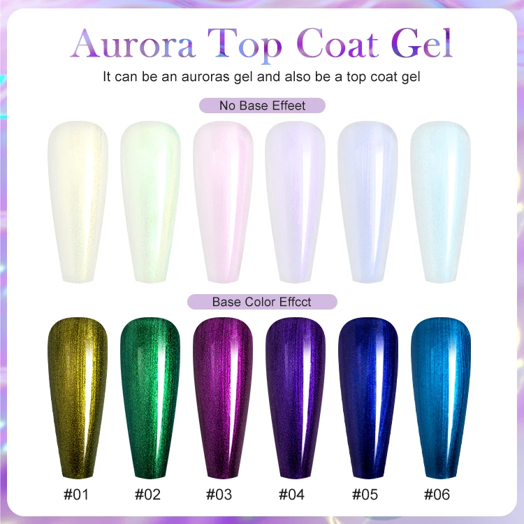 Nail Art Aurora  Top Coat 6 Colors  Top Coat for Your Nail Art