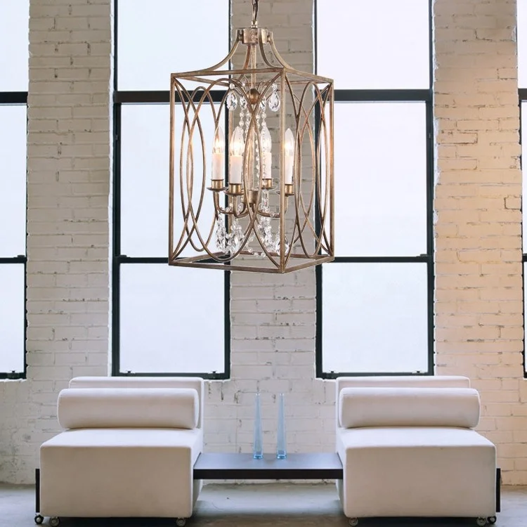 Новый Дизайн хрустальная люстра квадратный железный подвесной светильник вентилятор
