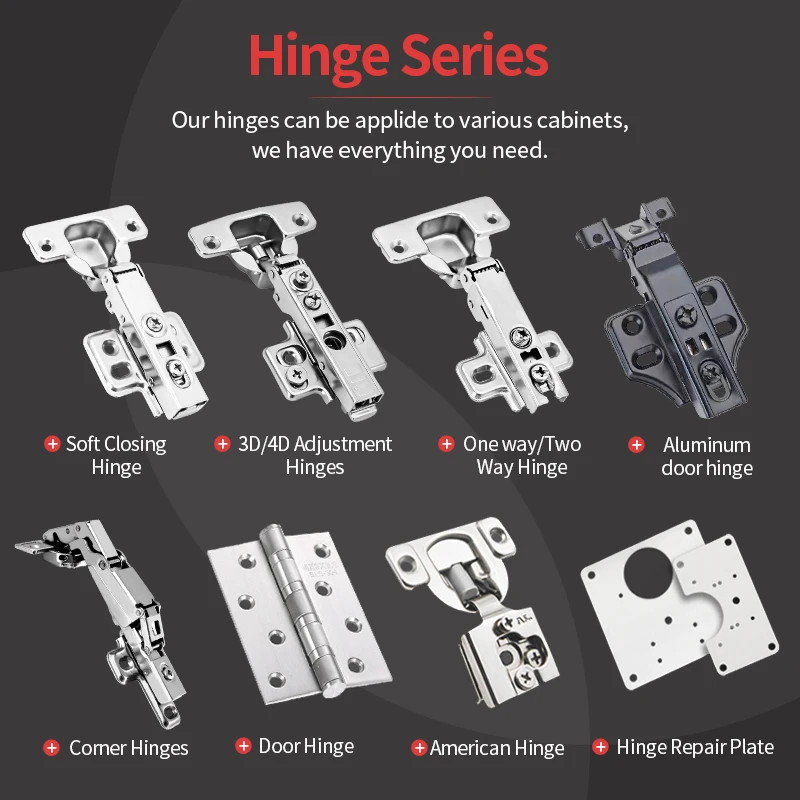 SP4D2 Soft Closing 4D Adjustable Hinge with Clip on Base High Quality One 4 Screws Adjustable