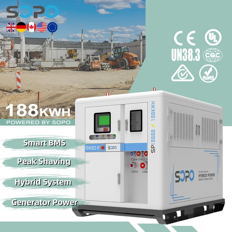 SOPO 180kWh Off Grid Hybrid System LFP Battery DC Fast Charge Generation Power for Construction Site Solar Energy Storage System