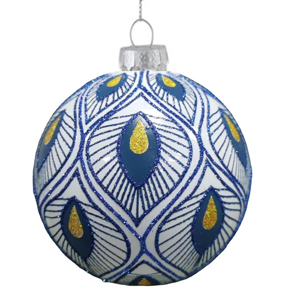 Painted blue glitter mesh glass Christmas ball and pendant decoration light blown special-shaped ball Christmas ball