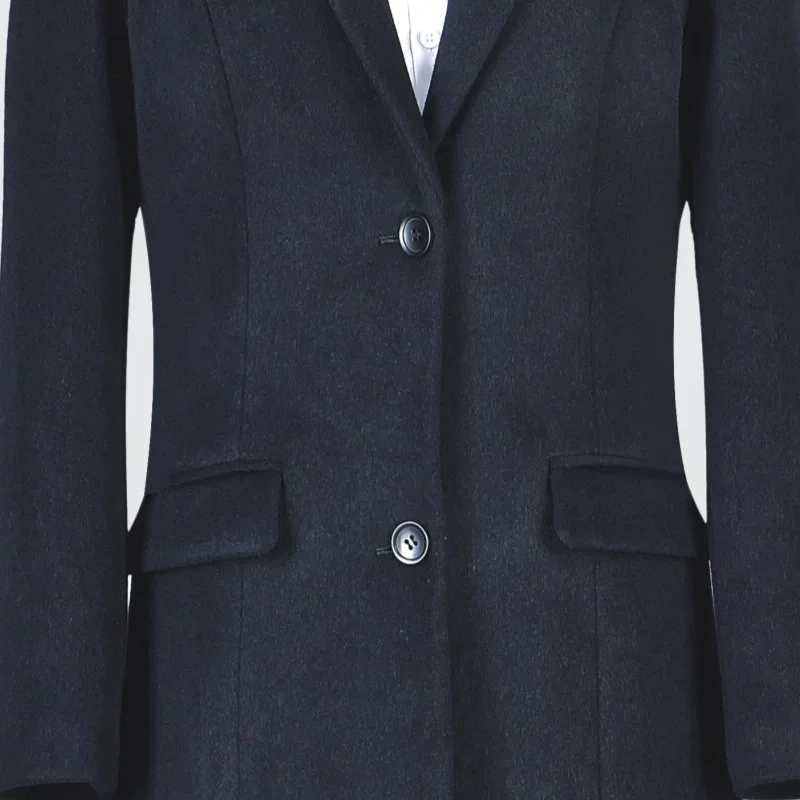 Custom Logo Trendy Fashion Female Winter Coat Buttons Design Woolen A-line Overcoat