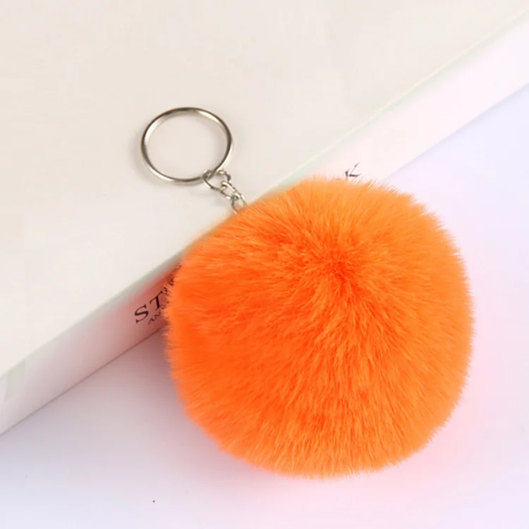 New arrival colorful furry puff ball cute soft car accessories keychains pendant pom pom keychain