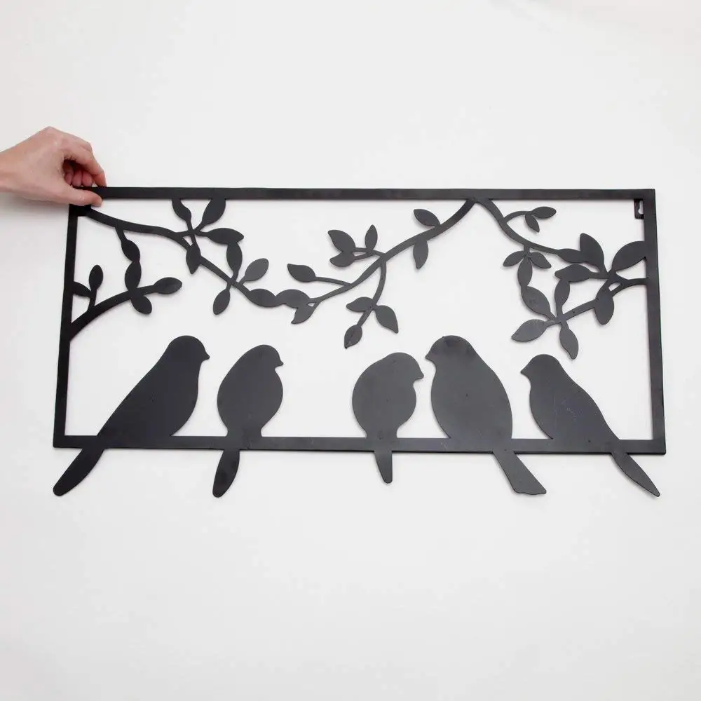
Bird Silhouette Wall Art - Metal Perched Birds Home Decor 