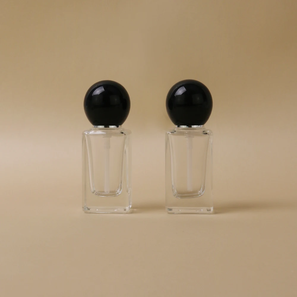 30ml 50ml 100ml 120ml Custom Transparent Cosmetic Skincare Glass Bottles Lotion Packing Pump Bottle With Ball Shape Lid