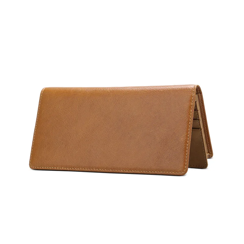 Wholesale Men Leather Wallet Custom Logo Simple Long Purse Rfid Wallet Genuine Leather Slim Business Card Holder Wallet For Men