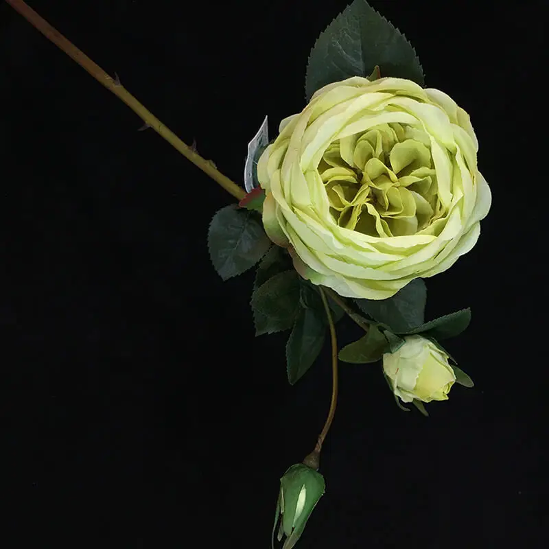 Sen Masine Custom Home Decorative Artificial Flowers Silk Real Touch Roses High Quality 2 Bud Green Fake Rose
