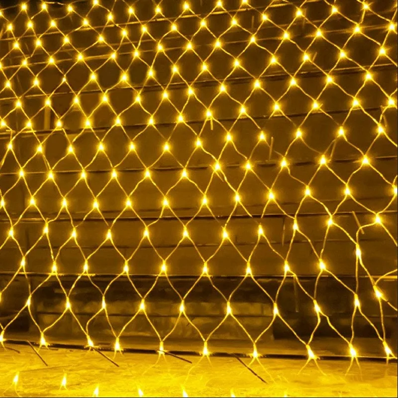 Outdoor Wedding Christmas Decoration Warm White 192 LED 3Mx2M Curtain Net Light