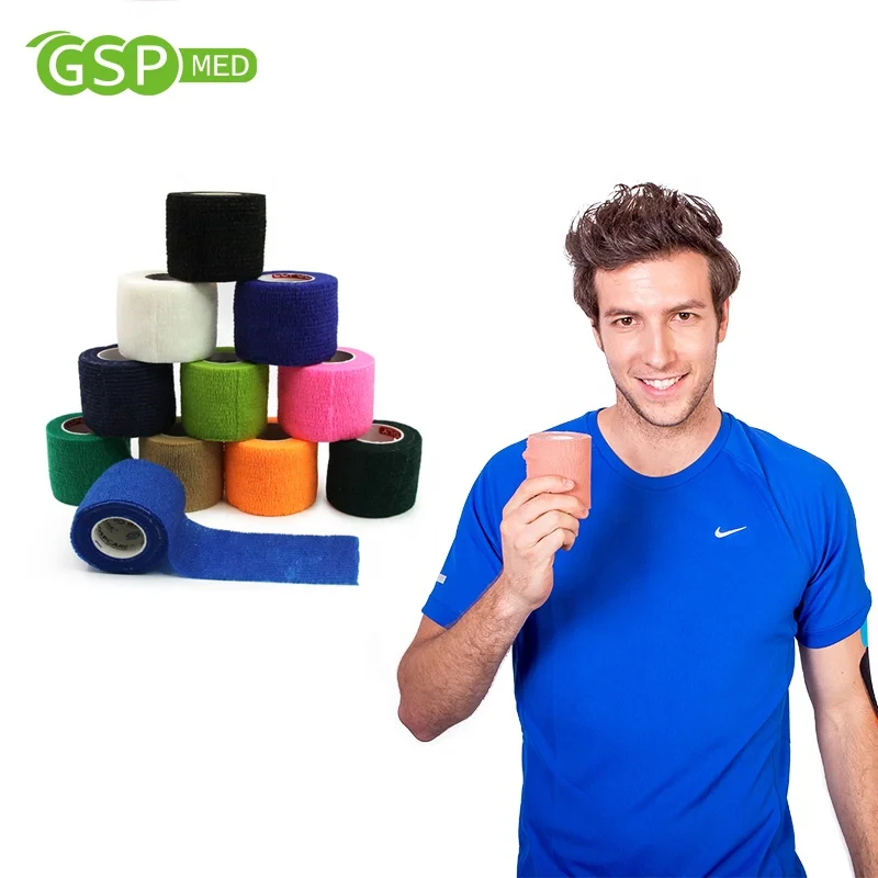 Hospital Grade Medical Class one Sports Muscle Relief Joints Support Dressing Colored Self Adhesive Vet Wrap Cohesive Elastic Ba