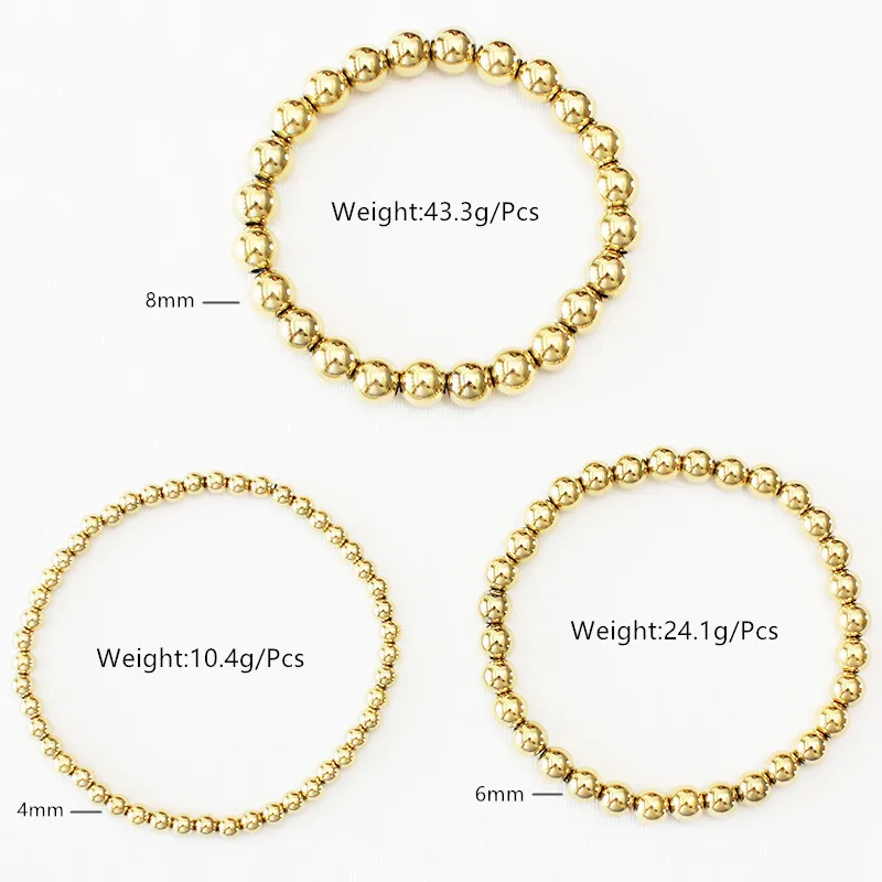 Zooying Wholesale Lucky 14k Gold Filled Beads Beaded Stackable Bracelets Beaded Stretch Bracelet Minimalist