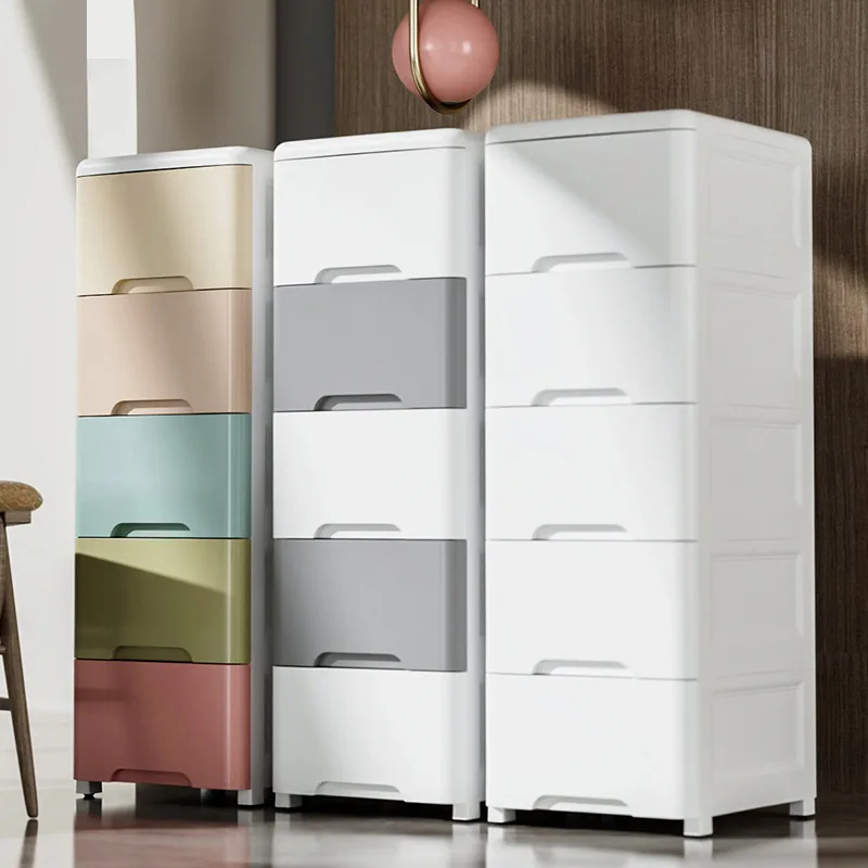 Simple Design Home Office Slim Side Drawers Plastic Storage Cabinet