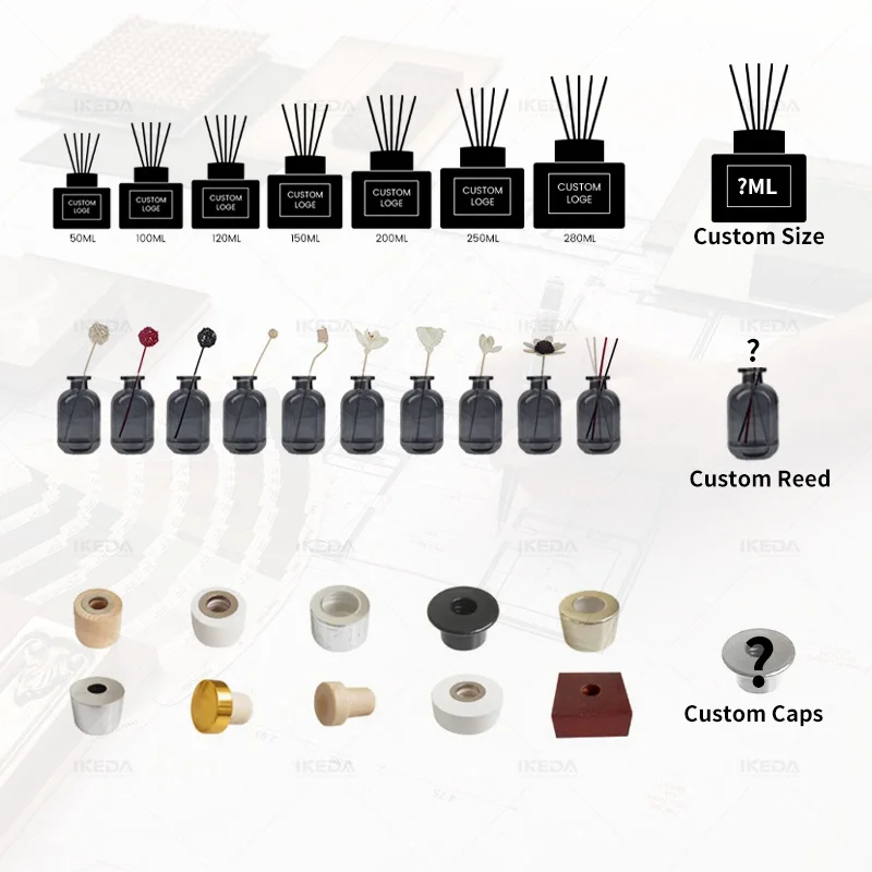 Luxury OEM 120Ml Aromatherapy Essential Oil Room Fragrance Perfume Ceramic Bottle Reed Diffuser Set with Wood Flower