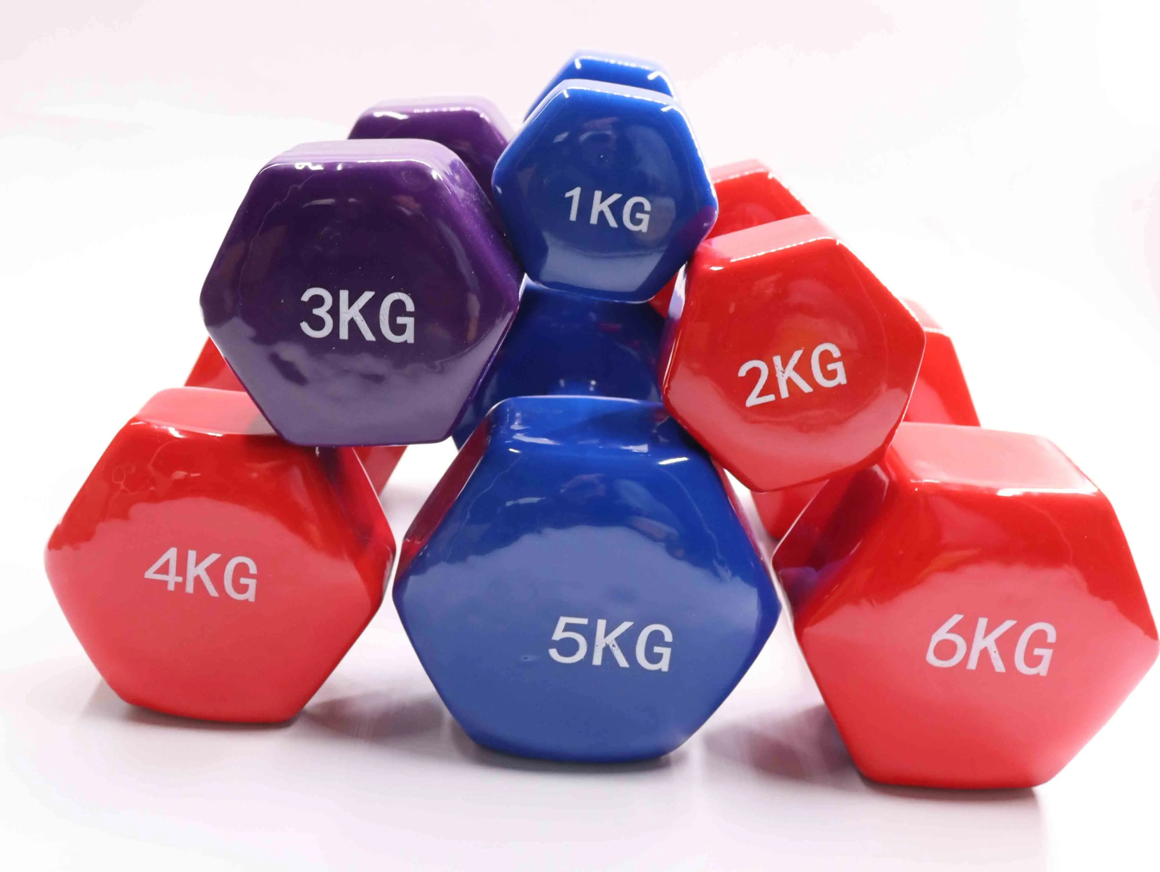 Factory direct new process fitness equipment neoprene dumbbell color sports neoprene dipped plastic hexagonal female dumbbell