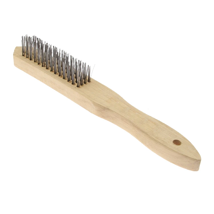 High Quality New Household  Wheel Cleaning Tool Brush Stainless Steel Wire Brush With Wooden Handle