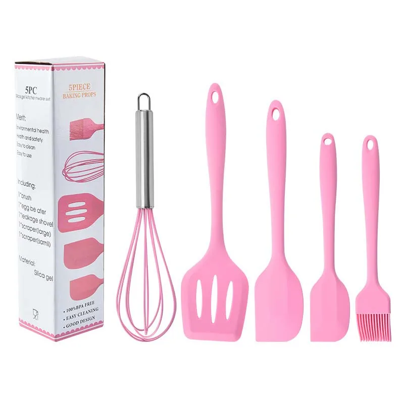 Home and Kitchen Accessories 5Pcs food grade silicone spatula set heat resistant cooking utensils set silicon cake spatulas