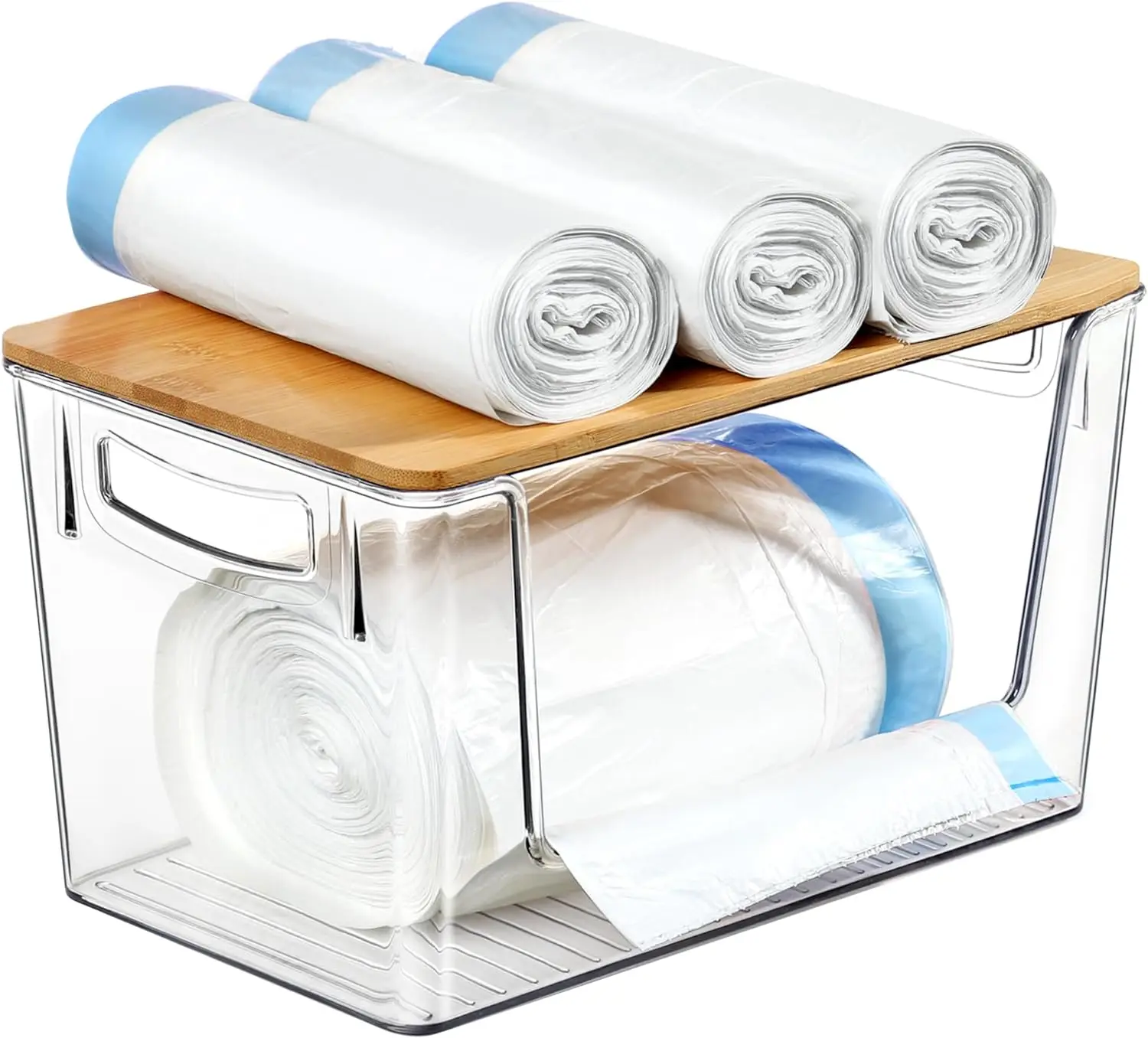 kitchen under sink Extra Large fine liner trash bags dispenser acrylic trash bag holder for bottom of can