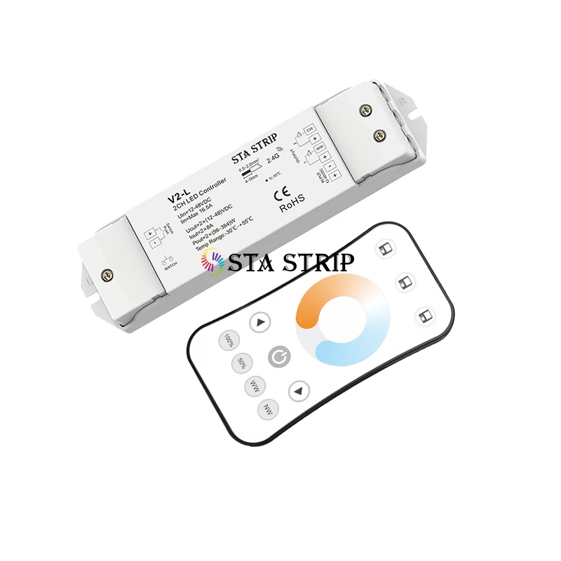 R7-1 12-24VDC двухцветная настройка температуры CCT пульт дистанционного управления RF2.4g беспроводной сенсорный колесный светодиодная лента переключатель света диммер