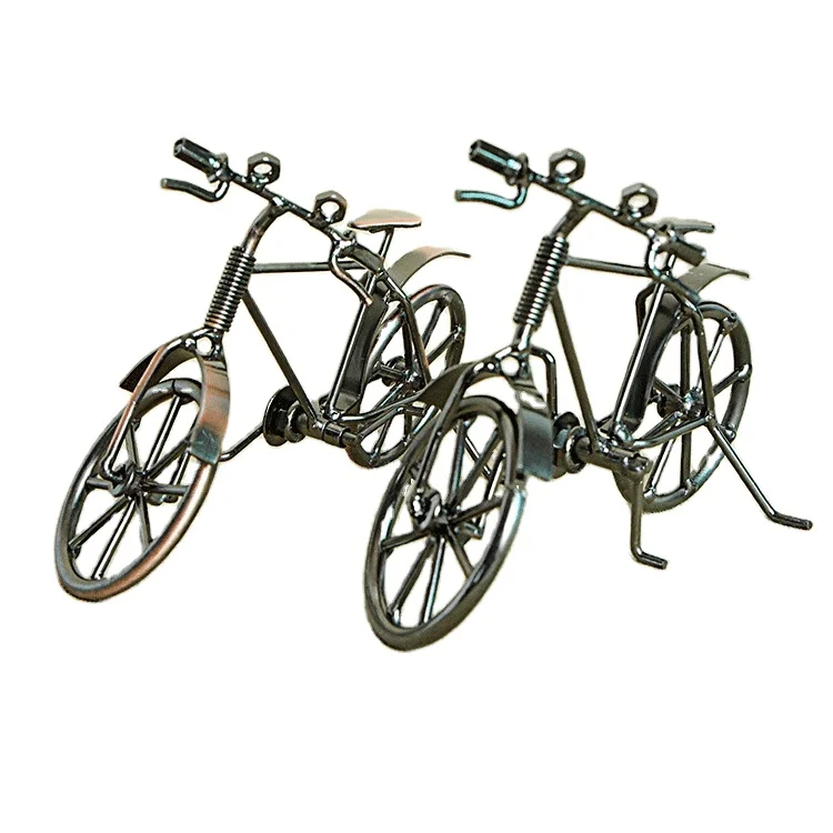 Vintage Iron Metal Craft Handmade Mini Bicycle Model Diecast Bike Toy for Home Decoration