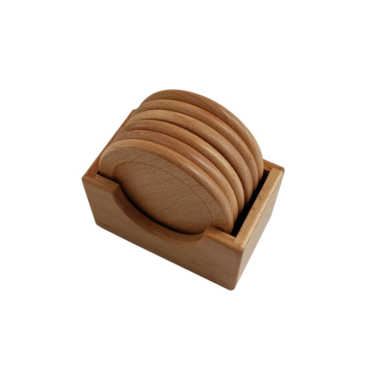 
NO MOQ High Quality Customization Product Custom Logo Wood Coaster Wooden Coaster Wooden Coaster Set 