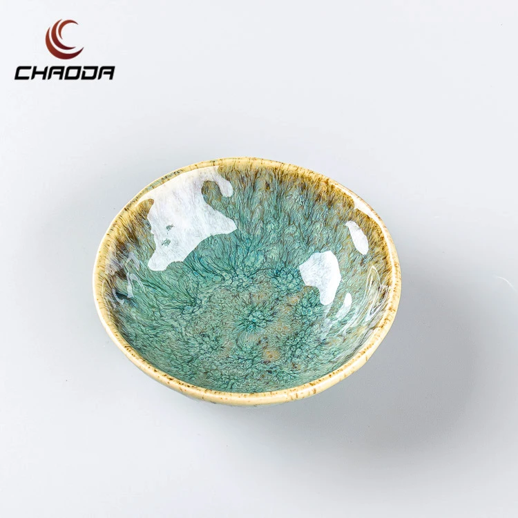 Chaoda Wholesale round ceramic Green bowl high quality durable porcelain fruit bowl ceramic snack bowl small for wedding