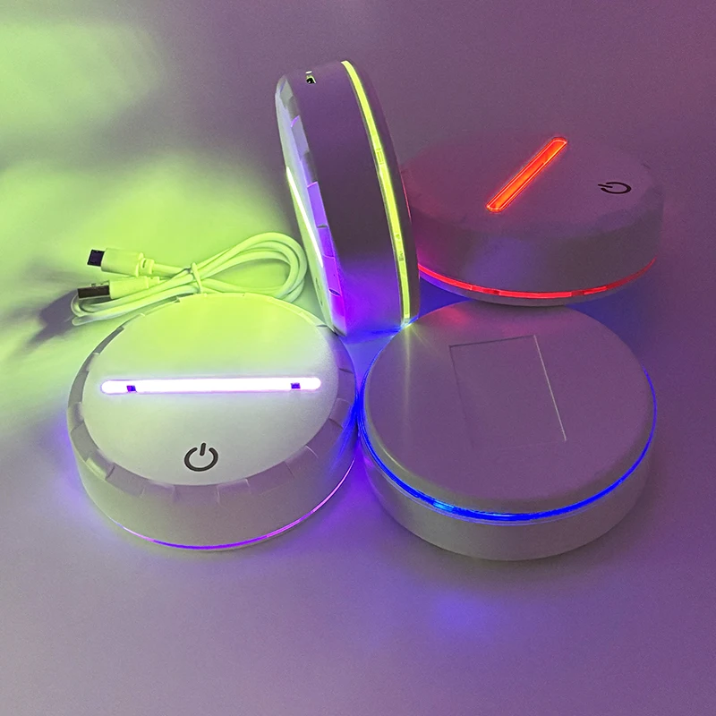 3D LED Light Lamp Base Rechargeable Light Base Holder with Remote Control and USB Cable Adjustable 16 Colors 3D Lamp Base