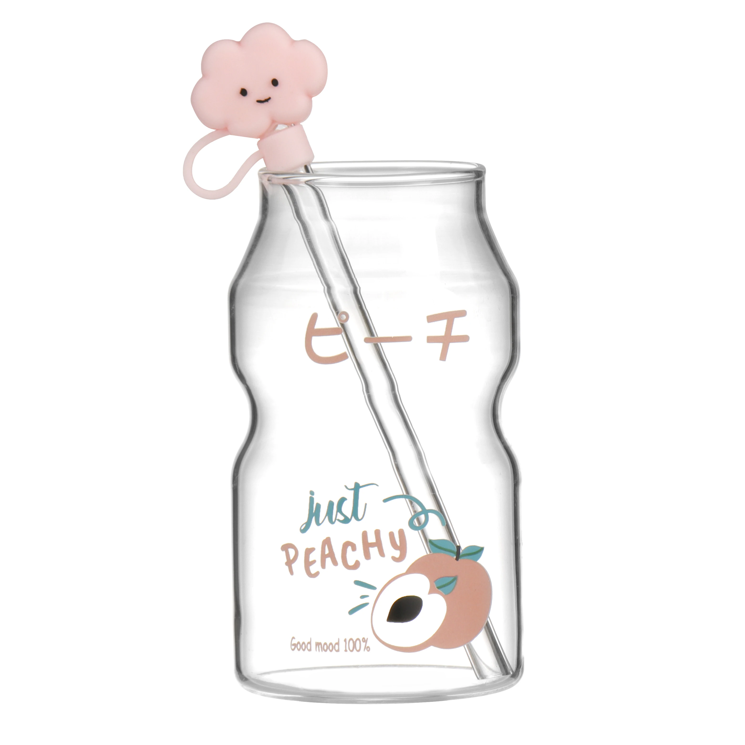 Hot Water Mixing Glazed Cute Glass Coffee Ice Cream Cup Maars Tumbler Milk Glass Mug With Silicone Glass Straw