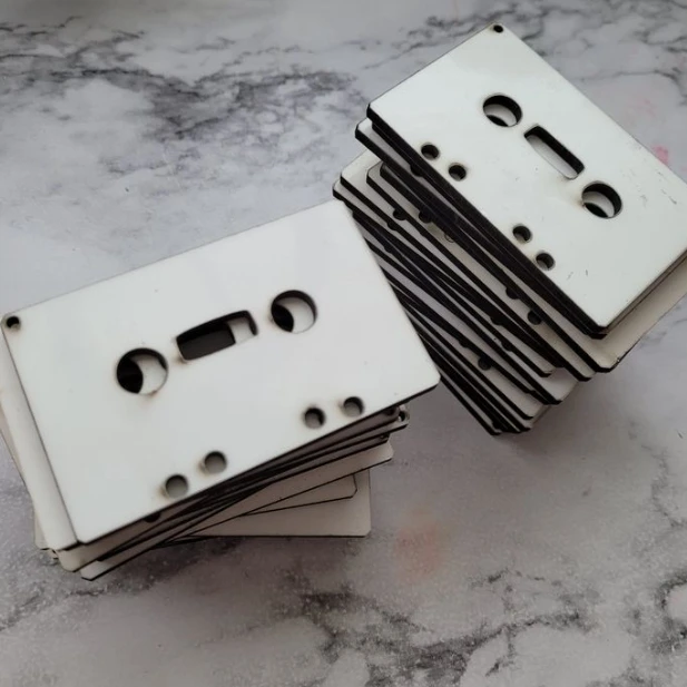 MDF Sublimation Blanks Cassette Tape Shape Keychains Sublimation DIY Music Keychain two Sided key tag