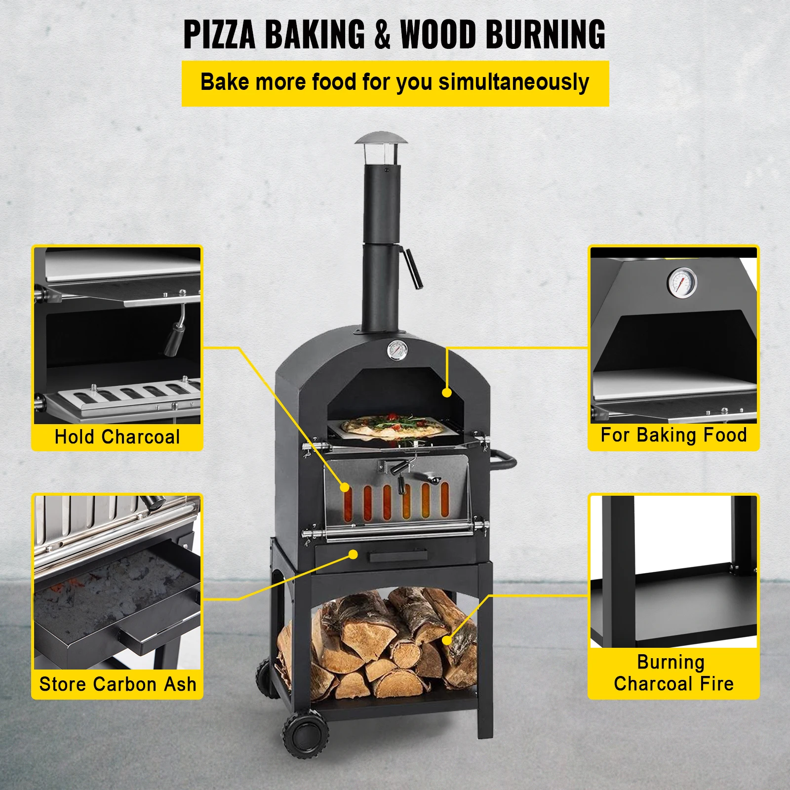 Custom Portable Pizza Oven Wood Fire Pizza Maker Oven Portable Trailer With Stainless Steel Doors For Garden