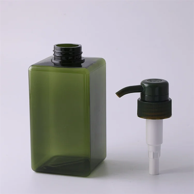 Manufacturer OEM 450ml square PETG hand liquid soap bottle 250ml green packaging bottle with lotion pump for hand wash soap