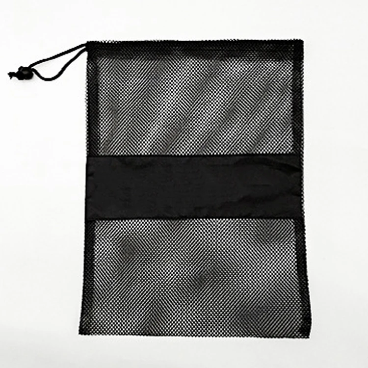 Black nylon mesh drawstring bag washable small drawstring bag high quality bag with string