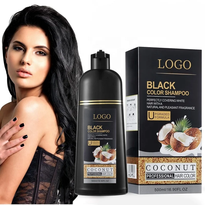 Wholesale Natural Herbal Instant Dyeing Semi Permanent Coconut Hair Dye Color Shampoo Private Label