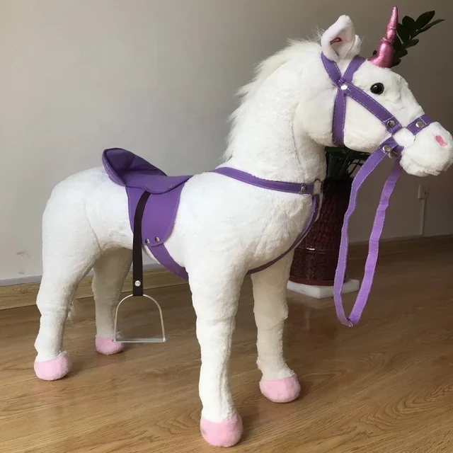 NEW plush standing brown horse plush ride on horse toy