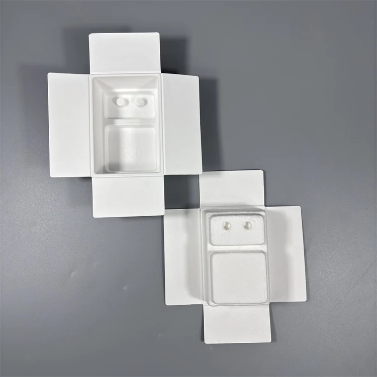 Eco friendly Bagasse Pulp Molded Earphone Packaging Inlay Earphone Packaging Box Insert Tray