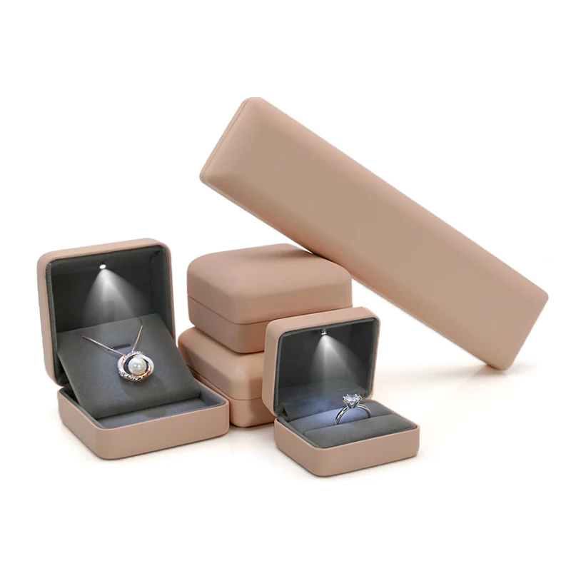 LED Light Ring Jewelry Packaging Box Custom logo Light Box Ring Earrings Bracelet Pendant Box