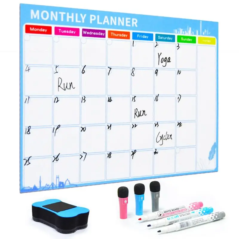 
custom Soft Magnetic Whiteboard Fridge Magnets Monthly Planner  (1600078625075)