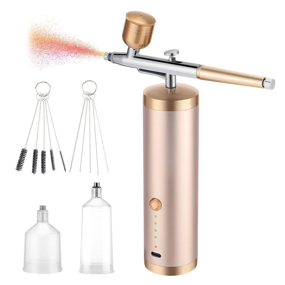 Rechargeable High Pressure Air Brush Gun Set Cordless Airbrush Kit for Nail Art Makeup Painting Barber Tattoo Cake Decor