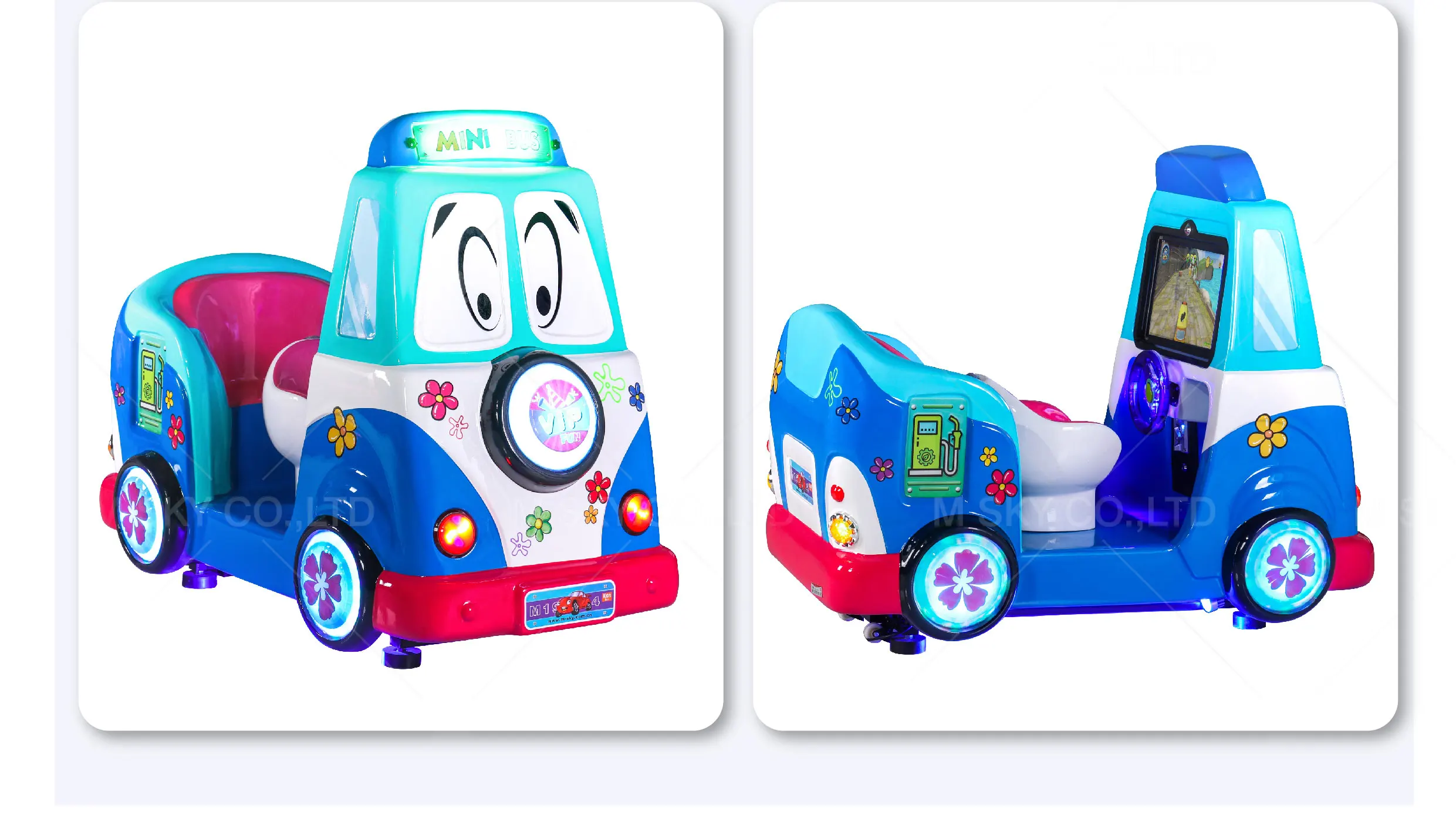 Video Indoor Kiddie Rides Coin Operated Games Machine Top Sale Happy Train LCD Screen 3D Commercial Kids Amusement 2 Seats M SKY