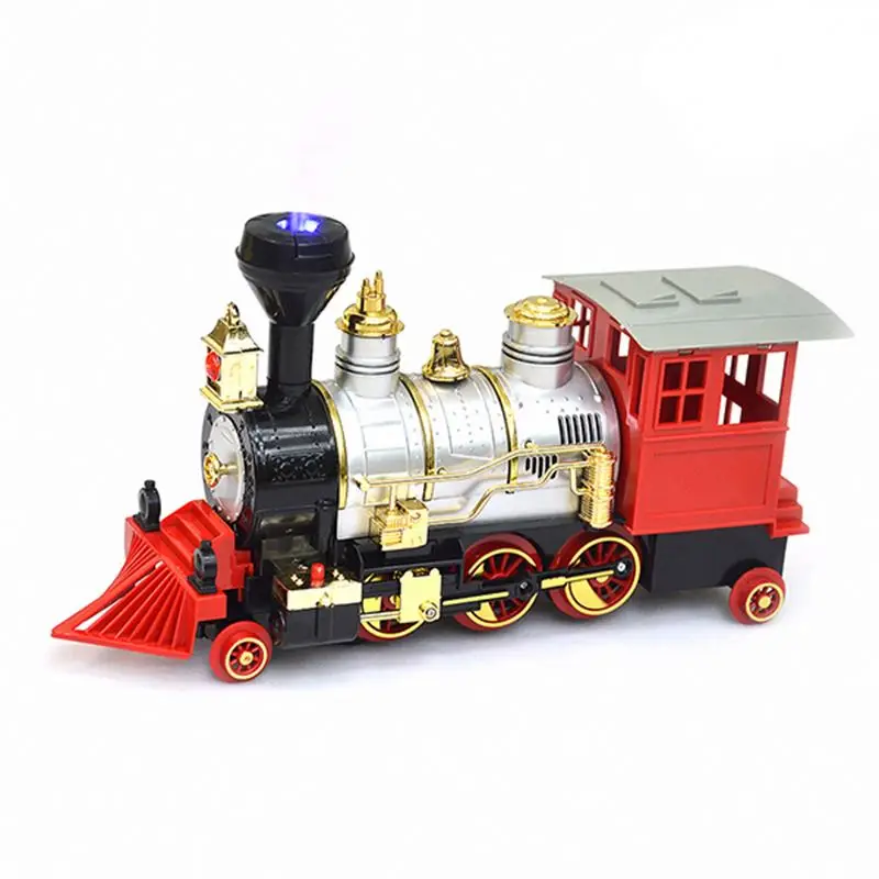 European classic train electric atomized smoking locomotive with lights and music simulation steam locomotive toy for kids