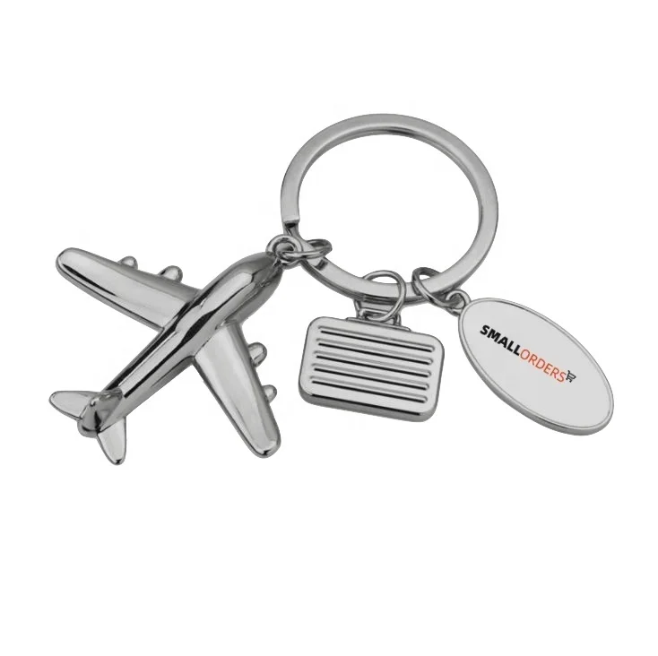 SmallOrders J06 Promotional Wholesale design 3D metal airplane car ball  plane ring airplane key chain business gift