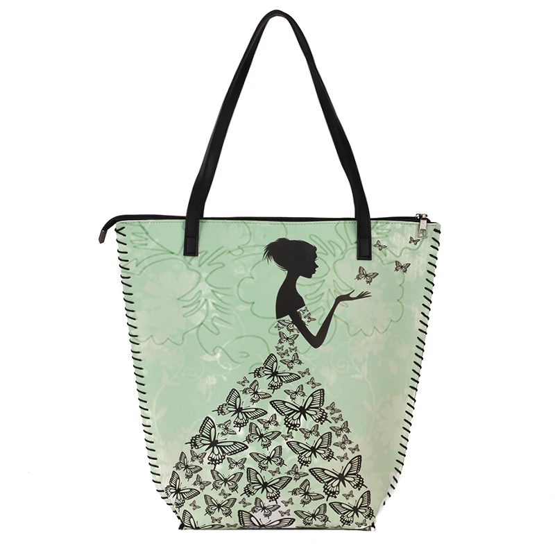 
Custom Mexico Ethnic Style Flower Printed Faux Leather Small Fashionable Women Handbag Tote Bag 